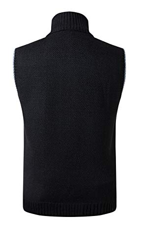 Men`s Stand Collar Zip Up Sleeveless Knitted Sweater Vest Waistcoat with Pockets2