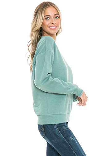Urban Look Women's Fashion Basic Fleece Lined Crewneck Sweatshirt3