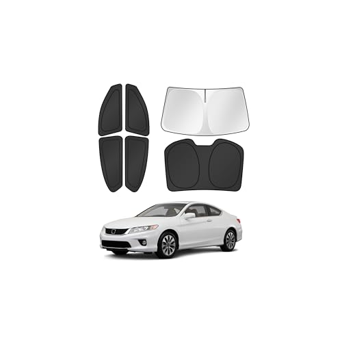 Image of Canvcle Window Shades for 2013-2017 Honda Accord Accessories Windshield Sun Shade Side Rear Window Cover Sunshade Sun Visor Shield Privacy Protection for Camping Keep Vehicle Cool Black 6PCS