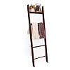 HYBDAMAI Blanket Ladder, 5-Tier Wooden Quilt Stand, Decorative Ladder Shelf, Leaning Shelf, Wall Leaning Blanket Ladder Towel Storage Rack for Living Room Bathroom, Bedroom, Bathroom, Brown