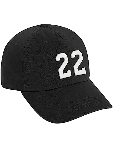 Daxton Custom Team Number Low Profile Adjustable Baseball Dad Hat Cap Black Hat White 22