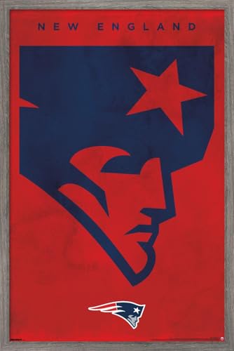 Trends International NFL New England Patriots - Logo 25 Wall Poster, 22.4L x 14.7W, Barnwood Framed Version