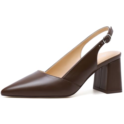 Image of Mostrin Kitten Heels for Women Slingback Pointed Closed Toe Heels Women's Pumps Shoes for Wedding, Party, Commuting