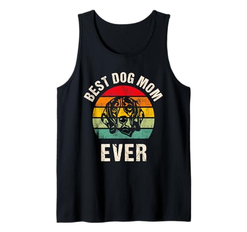 Retro Best Dog Mom Ever, Divertido Día de la Madre Perros Dueño Amante Camiseta sin Mangas