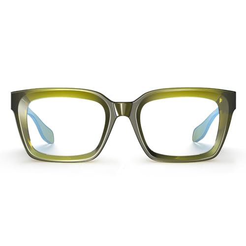 Image of VISOONE Chunky Square Anti Glare UV400 Blue Light Blocking Computer Glasses | 99% Digital Screen Filter Non-Prescription Clear Lens Thick Frame 32g Lightweight Eyewear Office for Men Women MONTANA