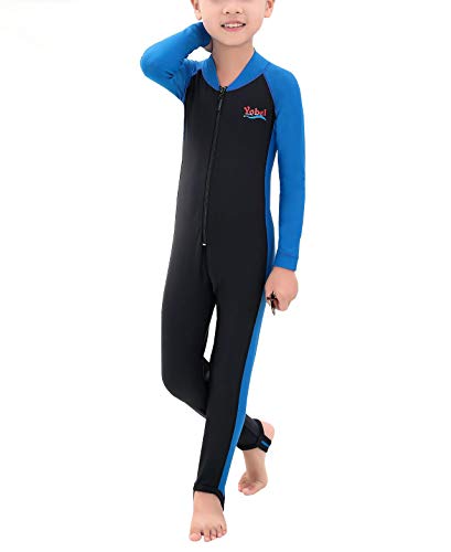 BIKMAN Long Sleeve Sunsuit Girls and Boys Sun Protection One Piece Swimsuit (S(Height:39"-45"), Blue) - Thumbnail 3