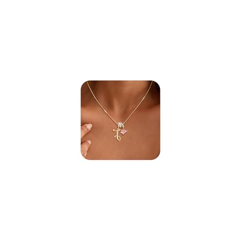 CHESKY Heart Initial Necklaces for Women, 14K Gold Plated I Letter Pendant