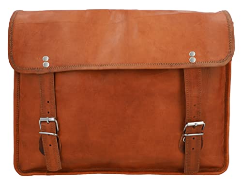 Gusti Leder nature - "John" Bolso Bandolera De Cuero para Portátil de 15,4'' Estilo Vintage y Retro Formato A4 Unisex (Trabajo, Universidad, Oficina, Tiempo libre y para portar documentos), Piel Auténtica Marrón U2