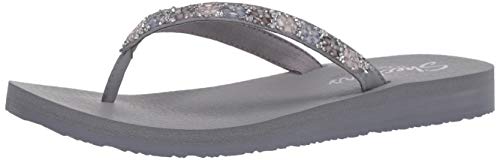 Skechers Cali Women's Meditation-Daisy Delight Flip-Flop,Gray,7 M US