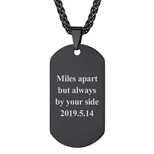 PROSTEEL Herren personalisiert Militärische Erkennungsmarke Lasergravur schwarz Edelstahl Dog Tag mit 60cm verstellbar Weizenkette einzigartiges für Geburtstag Vatertag