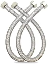 GLOBOMOTIVE 304 Grade Braided Stainless Steel Connection Pipe Hose Pipe for Wash Basin, Kitchen Sink, Geyser - 60 Inch (2 Pieces Set, Pack of 1 Pair)
