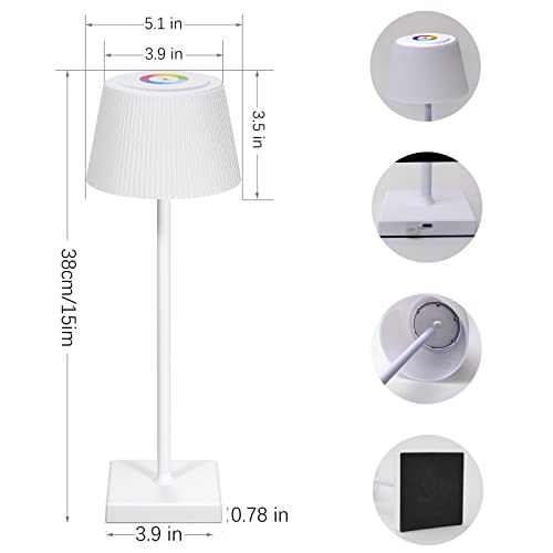 Fallvi Rgb Cordless Table Lamps With Battery Rechargeable Desk Lamp, 3 Colors Touch Stepless Dimming, Ip54 Waterproof Minimalist Modern Outdoor Table Lamp Design For Bedside/Restaurant/Reading/Patio #TOP4