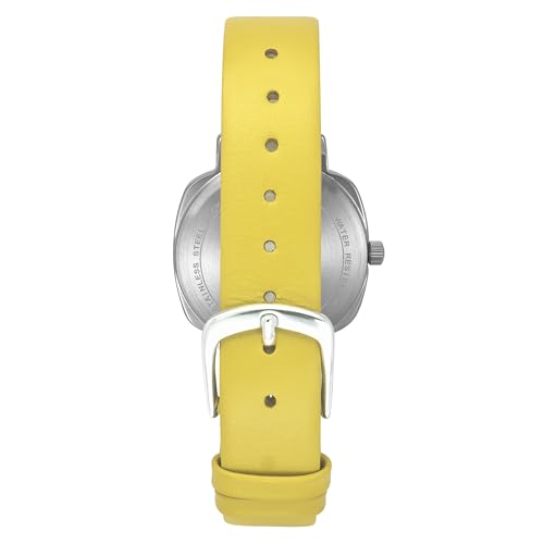 Image of Helix By Timex Beige /Yellow Square Analog Watches for Women | Quartz Movement Leather Strap Ladies Watches | Upto 30 m Water Resistance with Buckle Closure | Gift for Women TW057HL00