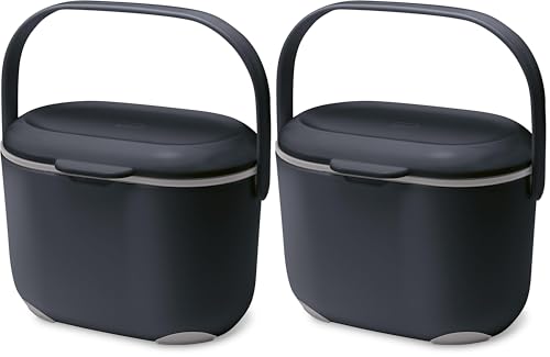 Image of Addis 515630 2.5 Litre Kitchen Compost Caddy, Black/Grey, 2.5L (Pack of 2)