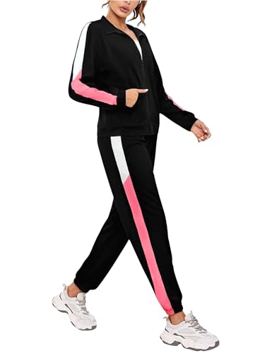 Nieery Survetement Femme Ensemble de jogging long pour femme survêtements en coton combinaison Jumpsuit veste sans capuche tenue de sport streetwear femme