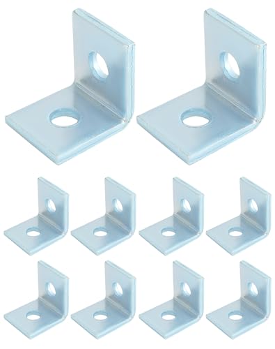 QWORK 10-Pack Heavy Duty L-Shaped Connector Brackets - 2 Hole, Compatible with All 1-5/8