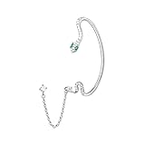 Locrccl Silver Snake Zircon Ear Cuff Cartilage Tassel Ear Cuff Chain Earrings Piercing Cartilage Ear