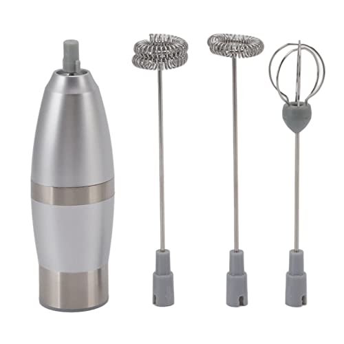 SAXOJONON Espumador de leche eléctrico, para mezclador de bebidas de mano con pilas, batidor de huevos eléctrico portátil con batidor de acero inoxidable, para cocina, mini