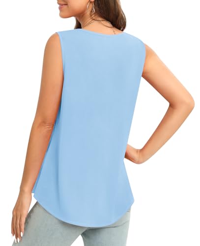 Image of Women's Sleeveless Chiffon Tank Top Business Casual Blouse Tunic Top