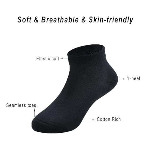Image of EPEIUS Kids' Low Cut Ankle Socks Cotton Seamless Toe Sport Athletic Socks for Boys Girls White Black Navy 4 /8 Pack