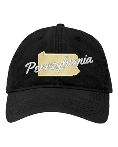One Size Black Dad Pennsylvania Metallic Silver & Gold Silhouette Embroidered Hat