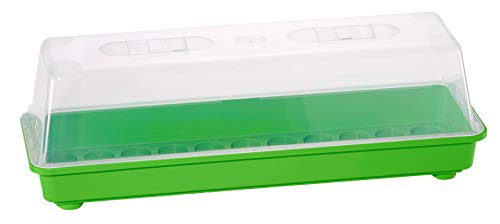 Romberg Gewächshaus L (Farbe grün, Wasserrinnen, Vertiefungen, Schieberegler in der Haube, Kunststoff PAK-frei) 10094104