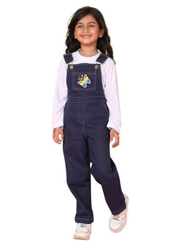 Image of superminis Girls Twill Dungaree with Full Sleeve T-Shirt Set Casual For Kids