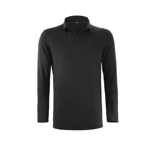 Polo noir homme Womo Magl ML en maille fine avec col classique XXL