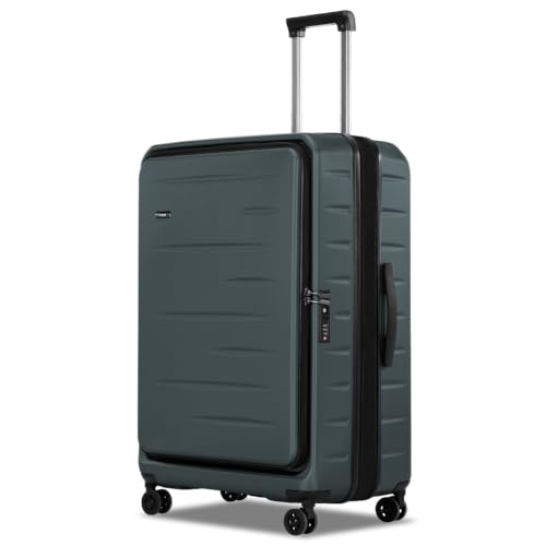 Image of CENSIEN Expandable Checked Luggage, 28 Inch Top Opening Trunk Suitcases | Lightweight ABS+PC Hard Shell,YKK Zipper,360Spinner Wheels,TSA Lock,Travel Bags for Getaway and Long Trips,Green