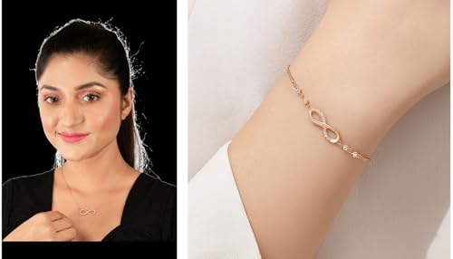 Image of Nilu's Collection Infinity Shape Cubic Zirconia Diamond Bracelet for Women Jewelry for Gift, Adjustable Charm Bracelet