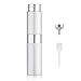 Travel Perfume Atomizer Spray Bottle (8ml) Set - Twisting Concealed Mouth Design | Refillable Empty Bottle for Perfume and Aftershave Travel & Handbag (Perfume Atomizer, Silver)