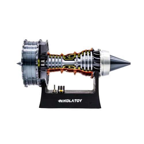 NikolaToy TR900 Turbofan Engine Model Kit &ndash; 1:20 Scale Turbojet Aircraft Engine &ndash; 3D Printed Mechanical Science Education Toy Aviation Enthusiast Gift &ndash; Deluxe Version (Finished)