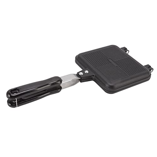 YushiTrading Sartén antiadherente de doble cara, sartén para sándwiches con asas antiescaldantes, olla para hacer panqueques para estufa de gas, sartén molde para parrilla antiadherente para el
