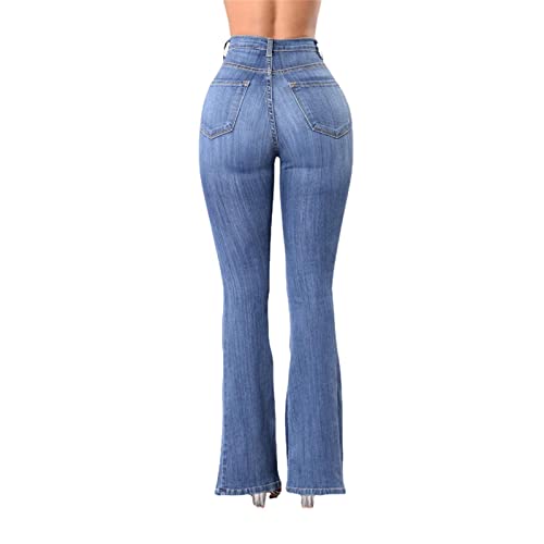 Women's Vintage Bell Bottom Jeans 5 Button Up Classic Flared Denim Pants High Waist Wide Leg Jean Trousers2
