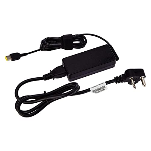 Image of Len-OVO 65W Orignal USB Slim Tip Rectangular pin Laptop Adapter /Charger for Select Models of Lenovo Laptops Black- (with 3 Pin Power Cable)