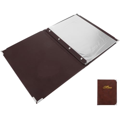 Livre de menus compact Hemobllo avec couverture en cuir noir et coins renforcés pour restaurant