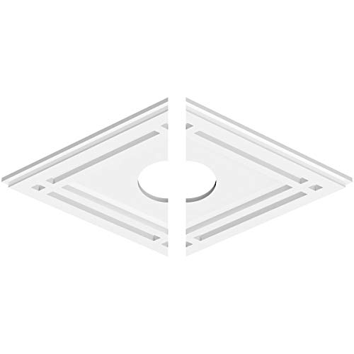 Image of Ekena Millwork CMP22X14DD2-04000 Diamond Architectural Grade PVC Contemporary, Two Piece Urethane Ceiling Medallions 22 inchW x 14 5 /8 inchH x 4 inchID x 7 3 /4 inchC x 1 inchP