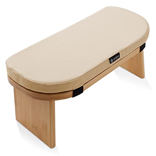 Prajna Meditation Bench - Bamboo, Folding Yoga Stool With Cushion And Carry Bag For Kneeling Or Sitting, Natural #TOP1