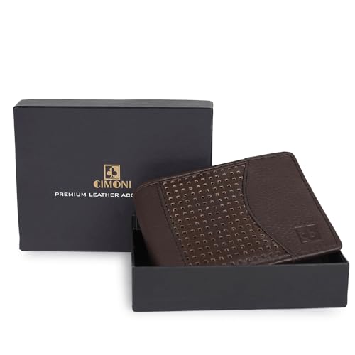 Image of CIMONI Premium Genuine Leather Wallet for Men Travel Casual Wallet with RFID Blocking 6 Card Sots, 2 Secret Compartments, 1 Transparent ID Window (Color - Brown)