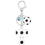MWOOT Schlüsselanhänger Fußball Buchstabe T, Schlüsselanhänger mit Fussball Anfangsbuchstaben Anhänger für Jungen Mädchen, Fußballfans Geschenke Schlüsselringe für Rucksack Handtaschen Charms