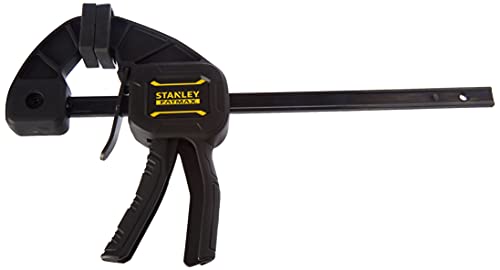 Stanley FatMax Einhandzwinge Medium FMHT0-83232 (325mm Schienen-Länge, 45kg Spannkraft, verwindungssteife I-Profil-Schiene, leichtes Umstellen von Spannen auf Spreizen, abnehmbare Schutzkappen)