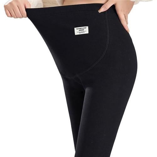 Genérico Leggings Maternidad Invierno | Leggings Térmicos Forrados | Banda Vientre Ajustable y Tiro Alto | para Embarazo (Todos los Trimestres) y Postparto(Black,L)