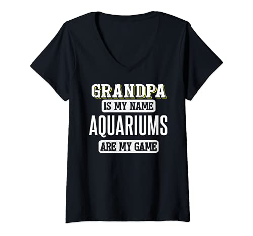 Womens Funny Aquariums Gift for Grandpa Fathers Day Design V-Neck T-Shirt, Black