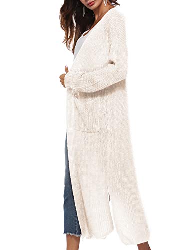 Womens Casual Long Sleeve Split Open Cardigan Knit Long Cardigan Sweaters with Pockets Fall Fashion 20243