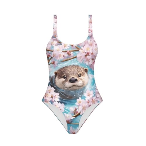 Image of One Piece Bathing Suit for Teen Girls Comfy Crewneck Backless Bathing Suit