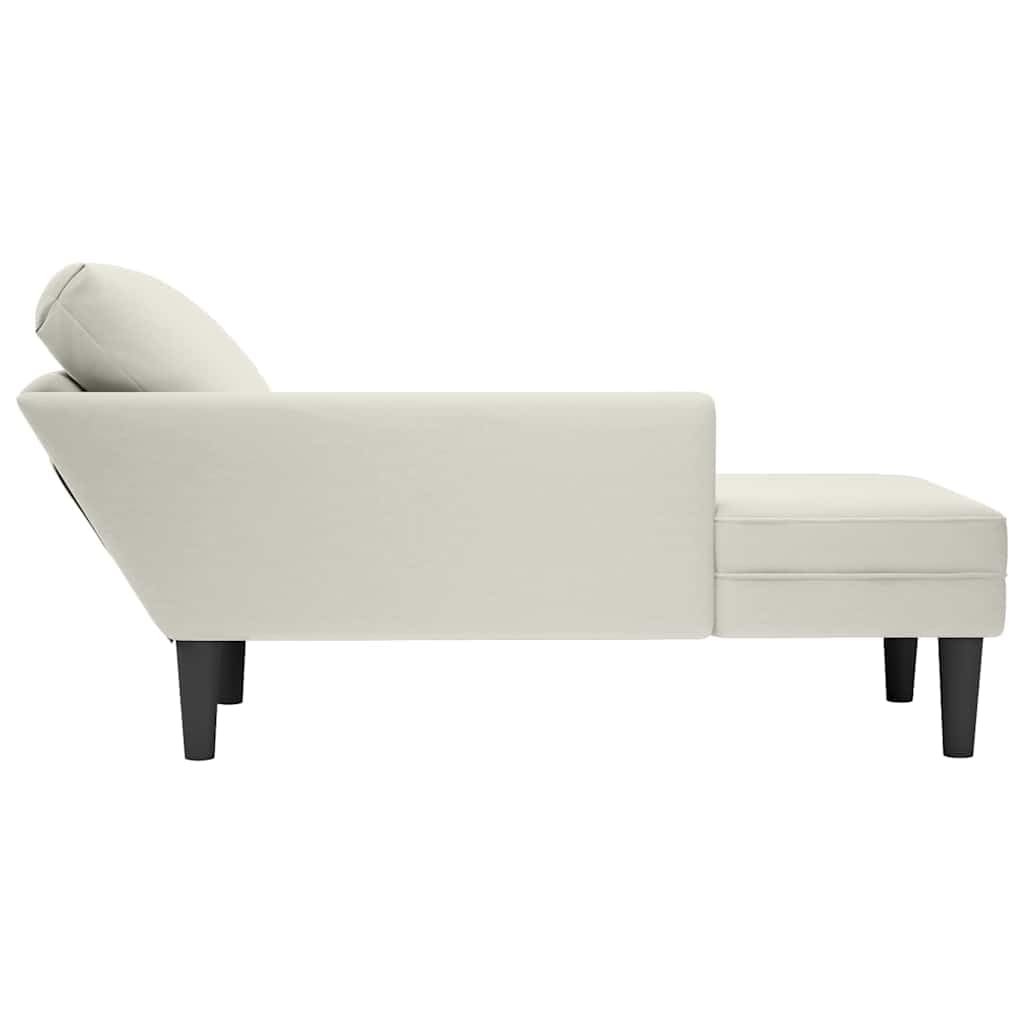 Szezlong z poduszką i prawym podłokietnikiem, kremowy, aksamitny, 132 x 56 x 70 cm, tapicerowany leżak do salonu, sypialni, biura, ergonomiczny i wygodny do relaksu i czytania