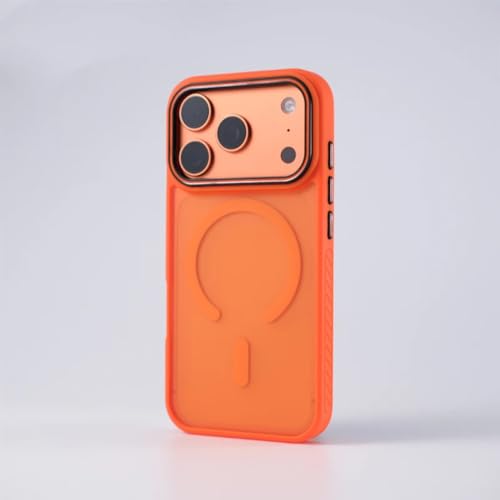 Coque iPhone 17 Pro orange givré, protection silicone magnétique pour chargeur sans fil Magsafe