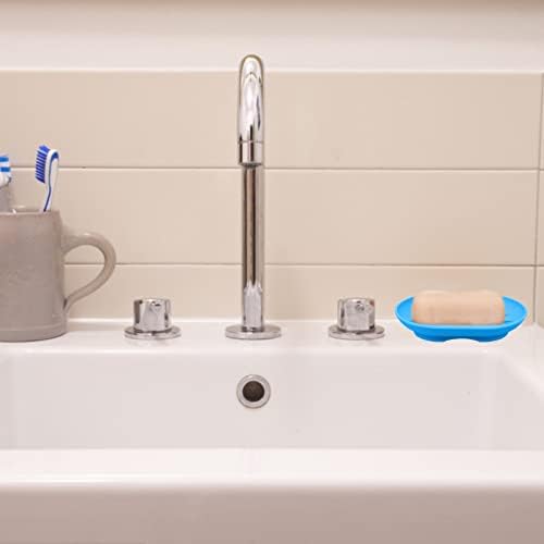 4 Pcs Silicone Soap Dish,Scettar Self Draining Soap Holder Portable Shower Soap Box for Soap Dish for Bathroom, Toilet, Sink, RV Countertop (White&Grey&Pink&Blue)