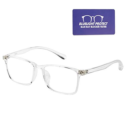 Tanlys Blue Light Blocking Glasses for Computer Eye Strain Anti UV Headache Light Weight TR90 Bluelight Blocker Gaming Glasses for Women Men(Transparent)