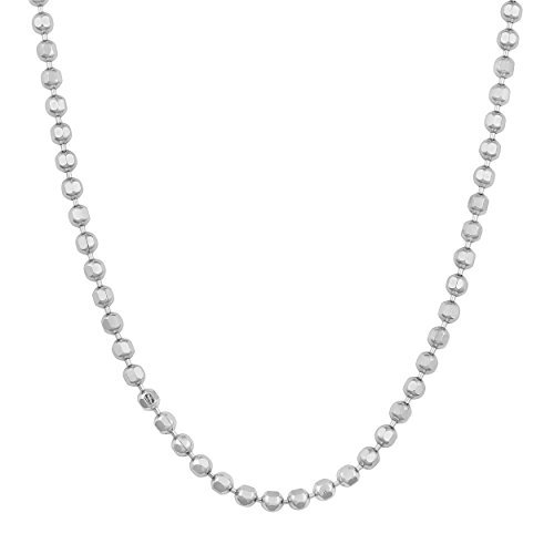 Kooljewelry Sterling Silver Diamond-cut Bead Ball Chain Necklace (1.7 mm, 24 inch)